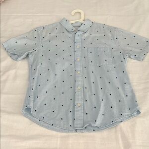 Goodfellow & Co Light Blue Seersucker Polka Dot Casual Button Down Shirt